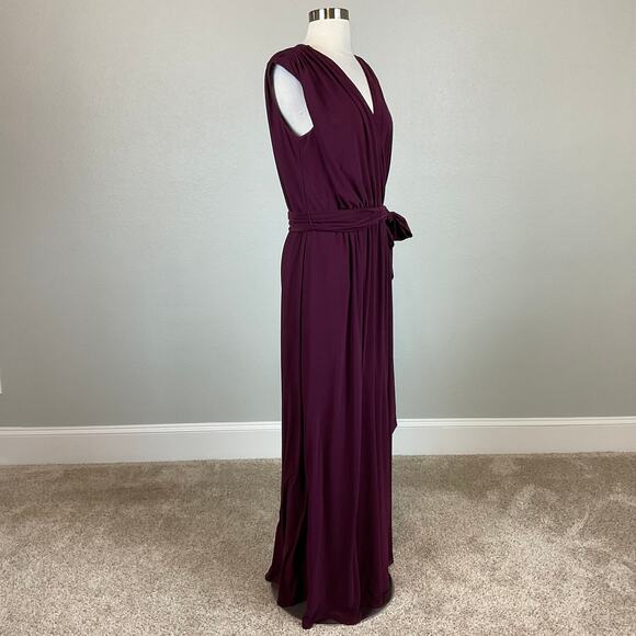 Burgundy Purple Evening Gown Size 12 Sleeveless Thigh Slit Formal Dress by AQUA - Picture 2 of 13